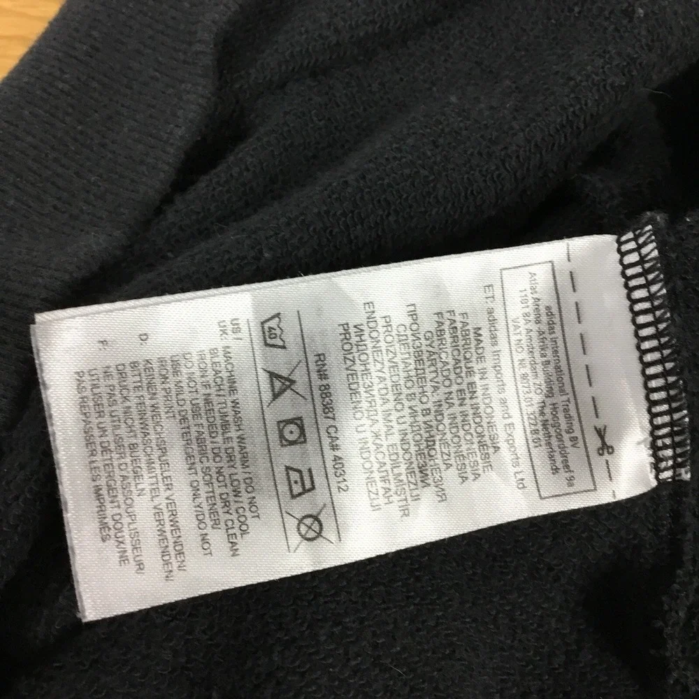 Adidas Mens Crewneck Sweatshirt Black Blue Logo Pullover Large FS2NJ5K - Picture 7 of 8